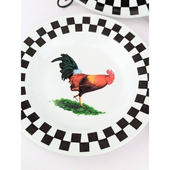 5 PC Melamine Rooster Dinnerware Set Vtg Rooster Chicken Plates Bowl Cup Saucer - Picture 7 of 9